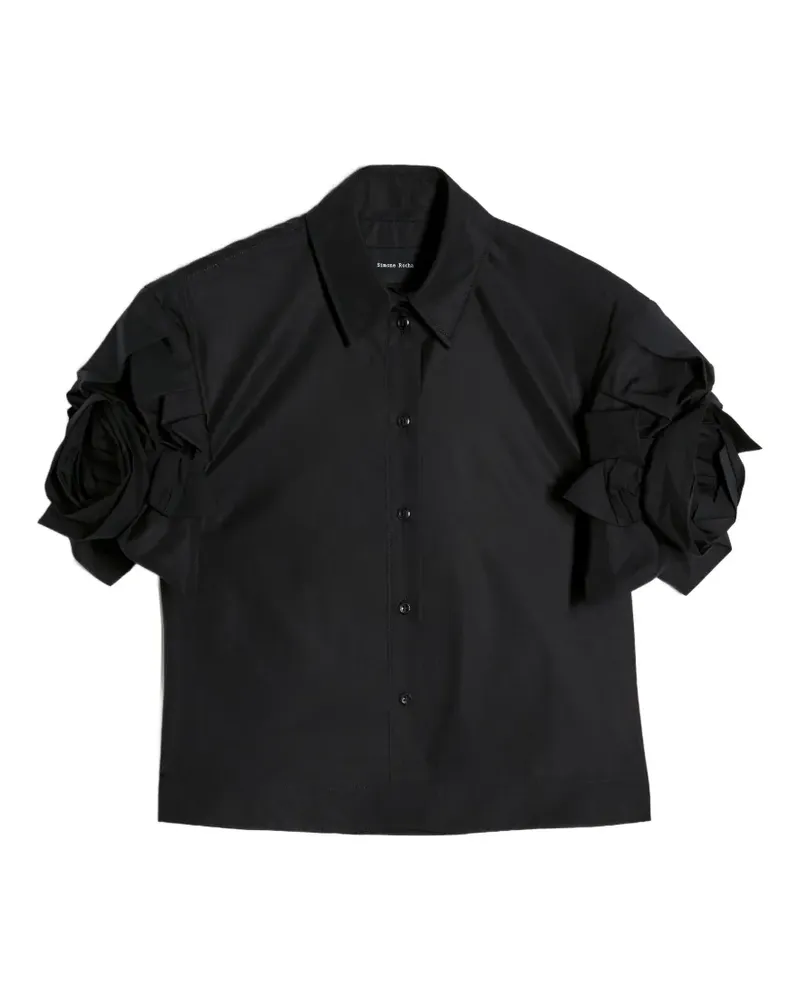 Simone Rocha Rose Cropped-Hemd mit Puffärmeln - Schwarz Schwarz