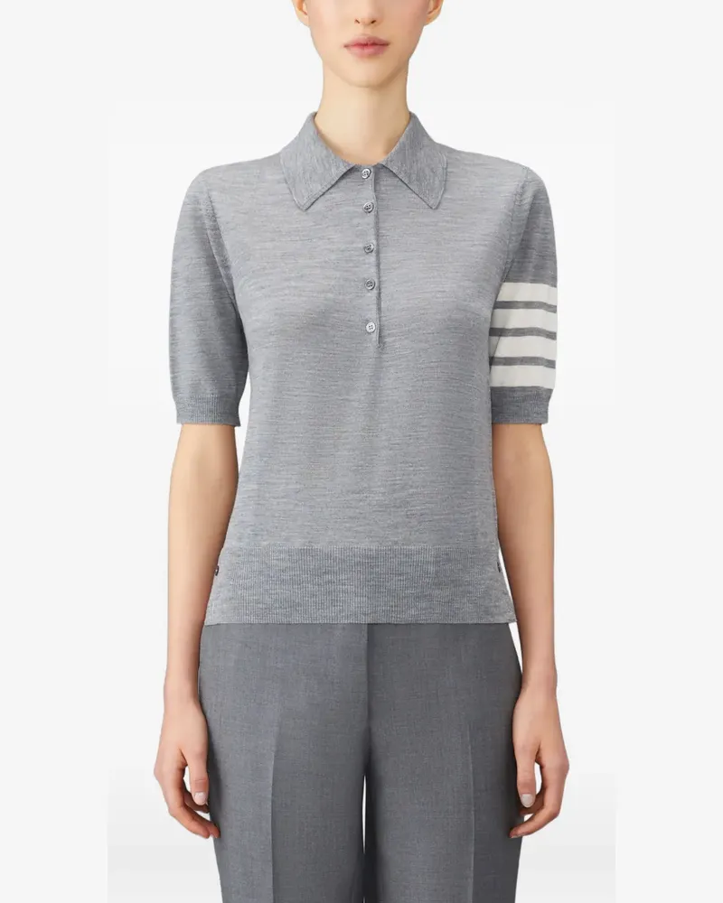 Thom Browne Relaxed Poloshirt mit 4-Streifen - Grau Grau