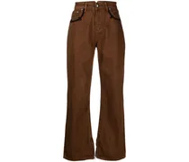 Straight-Leg-Hose mit hohem Bund - Braun