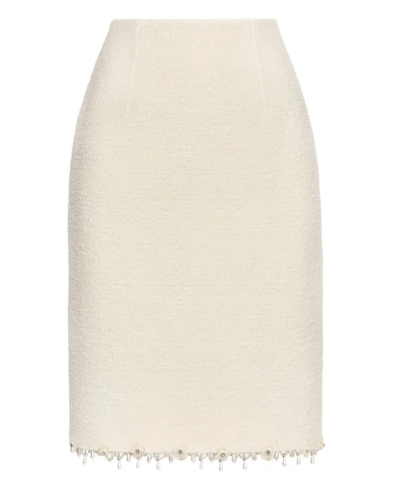 Oscar de la Renta Midirock mit Fransen - Nude Nude