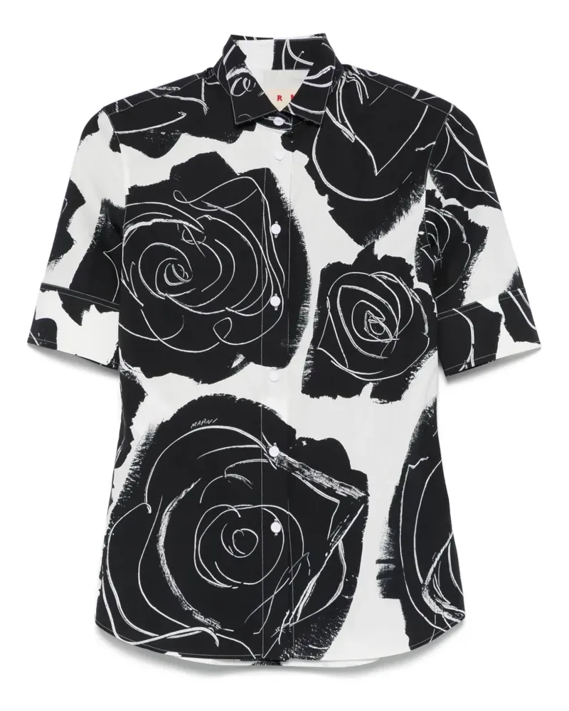 Marni Hemd mit Blumen-Print - Weiß Weiß