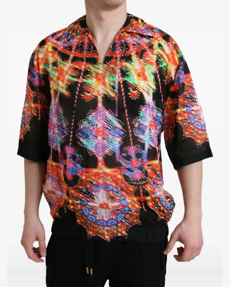Dolce & Gabbana T-Shirt mit Luminarie-Print - Schwarz Schwarz