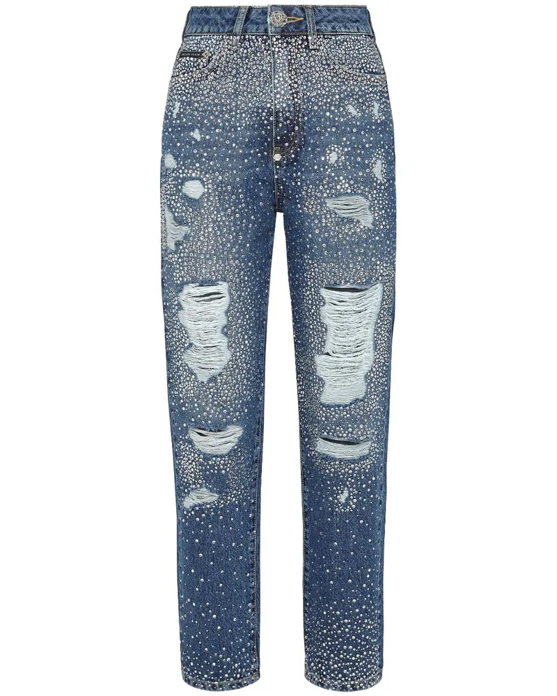 Philipp Plein Hose mit Kristallen Blau