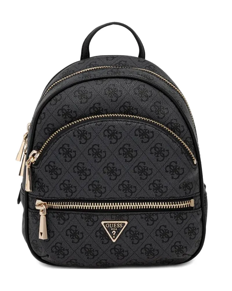 Guess monogram-pattern zip-pocket backpack - Schwarz Schwarz