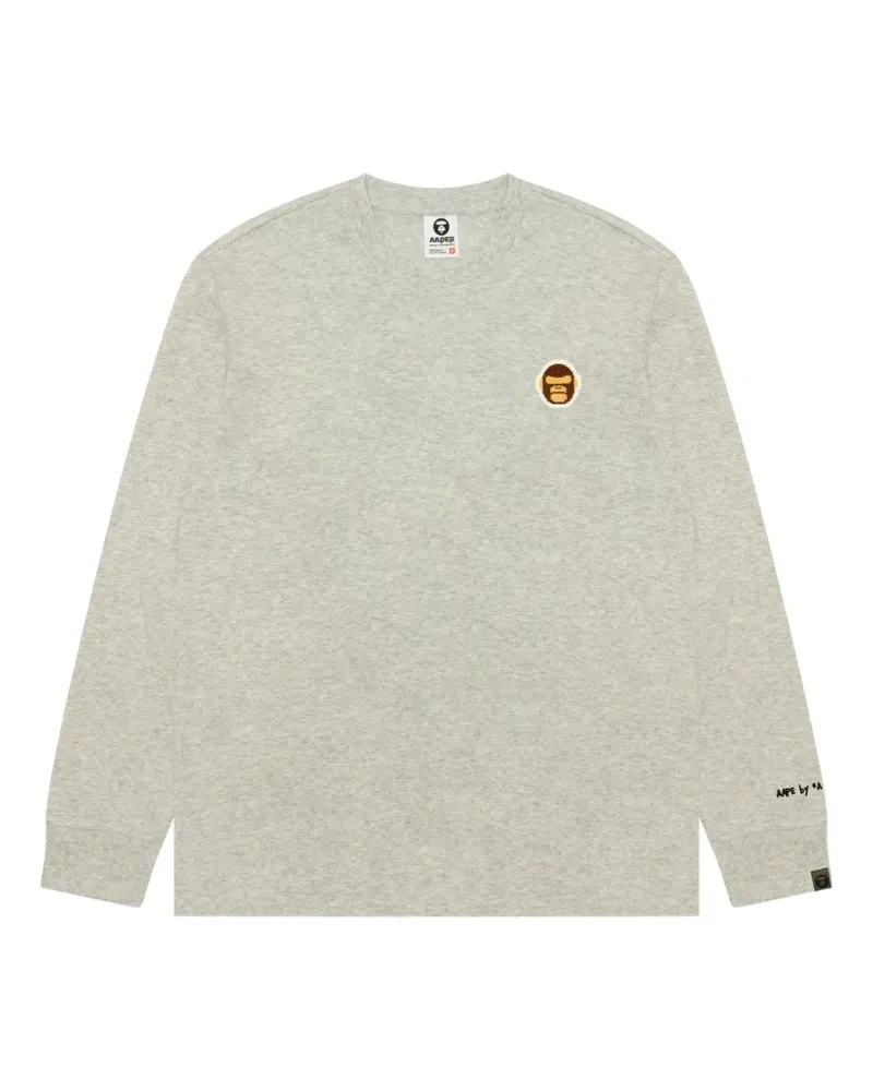 BAPE Langarmshirt mit Logo-Patch - Grau Grau