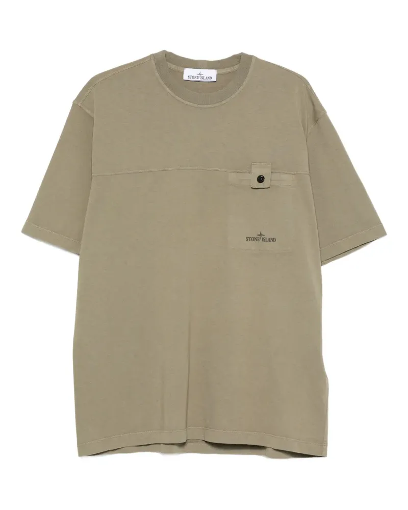 Stone Island logo-print chest-pocket T-shirt - Grün Grün