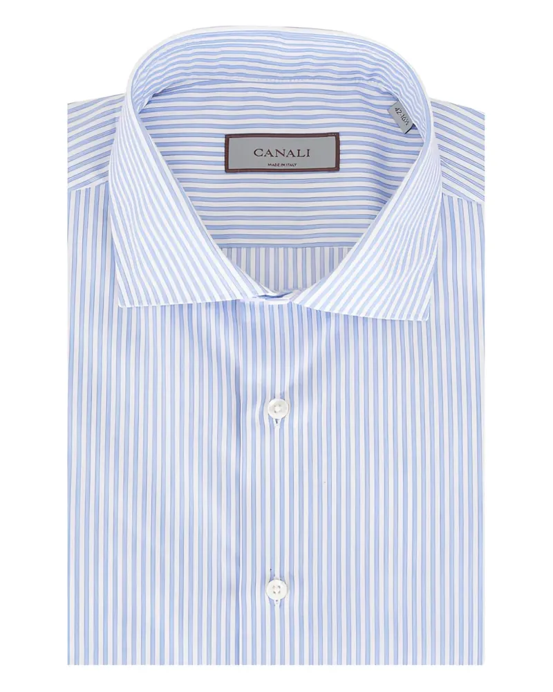 Canali Gestreiftes Hemd - Weiß Weiß
