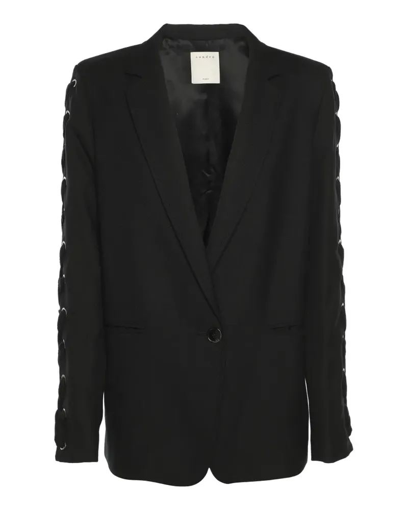Sandro Einreihiger Blazer mit Schnürung - Schwarz Schwarz