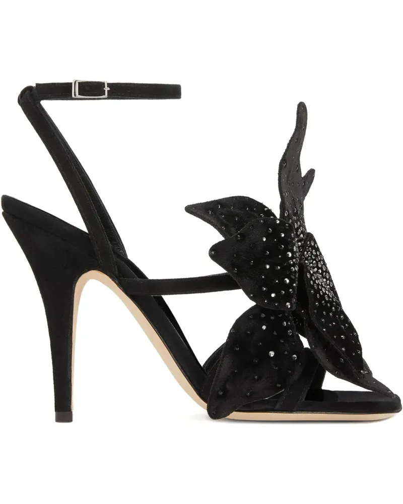 Giuseppe Zanotti Blumenverzierte Florant Sandalen mit Knöchelriemen 105mm - Schwarz Schwarz