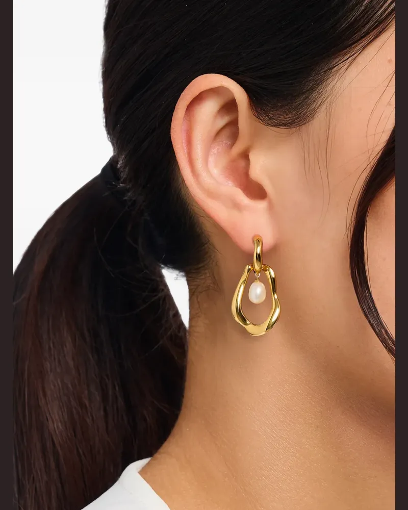 Thomas Sabo Natural Beauty pearl-pendant hoop earrings - Gold Gold