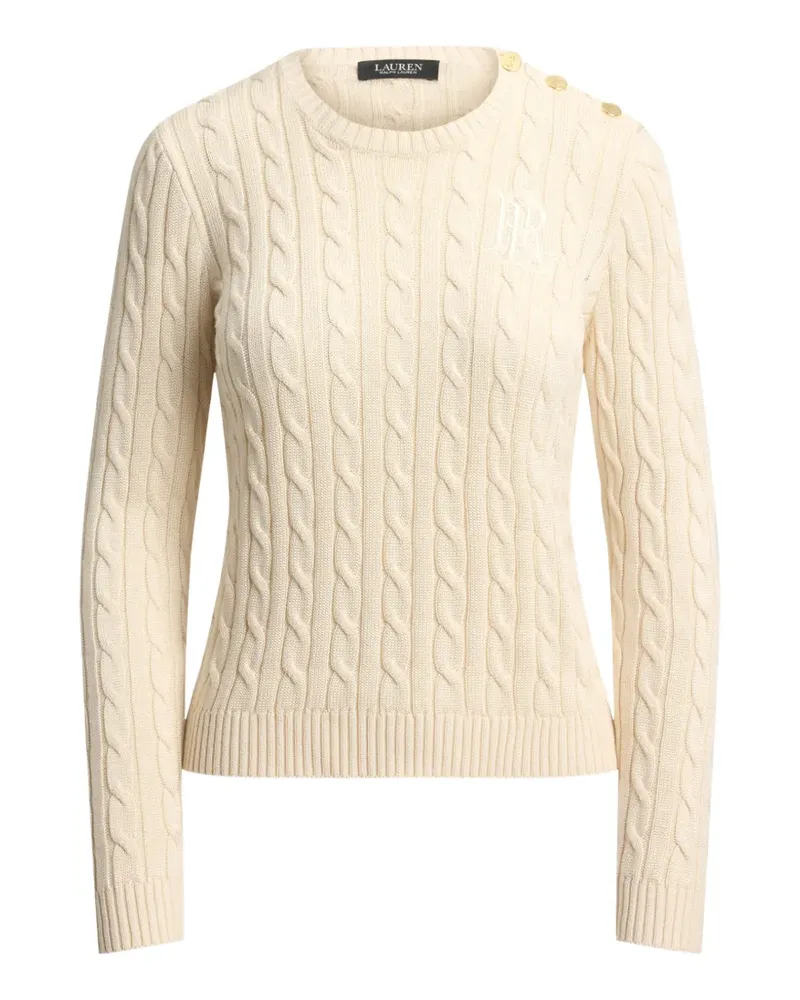 Ralph Lauren Zopfmuster-Pullover mit Knopfdetail - Nude Nude