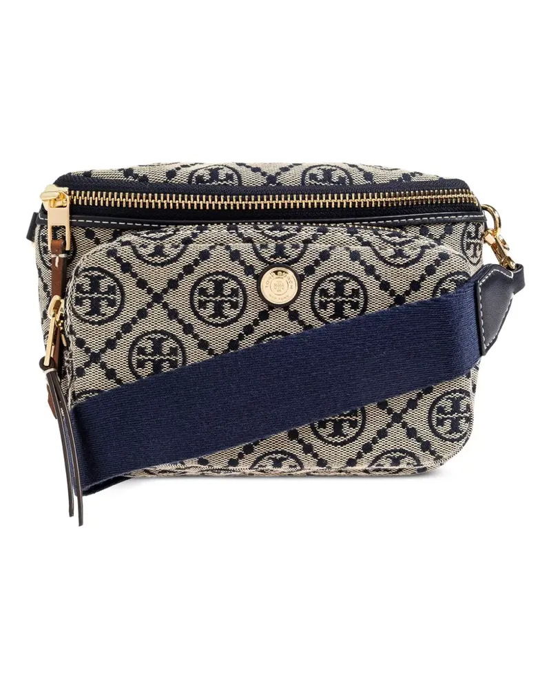 Tory Burch logo-monogram zipped mini bag - Nude Nude