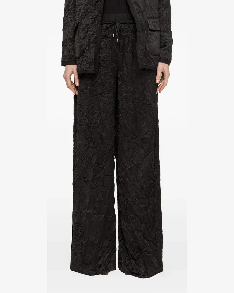 NISSA crinkle-effect wide-leg trousers - Schwarz Schwarz