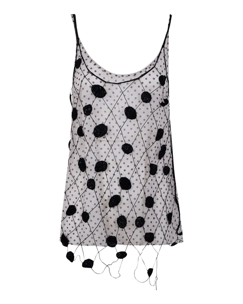 Aviù polka-dot lattice top - Weiß Weiß