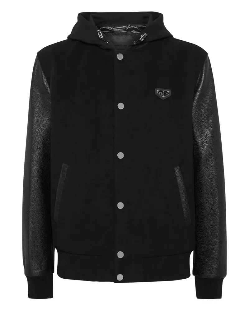 Philipp Plein Kapuzenjacke mit Kontrasteinsätzen - Schwarz Schwarz