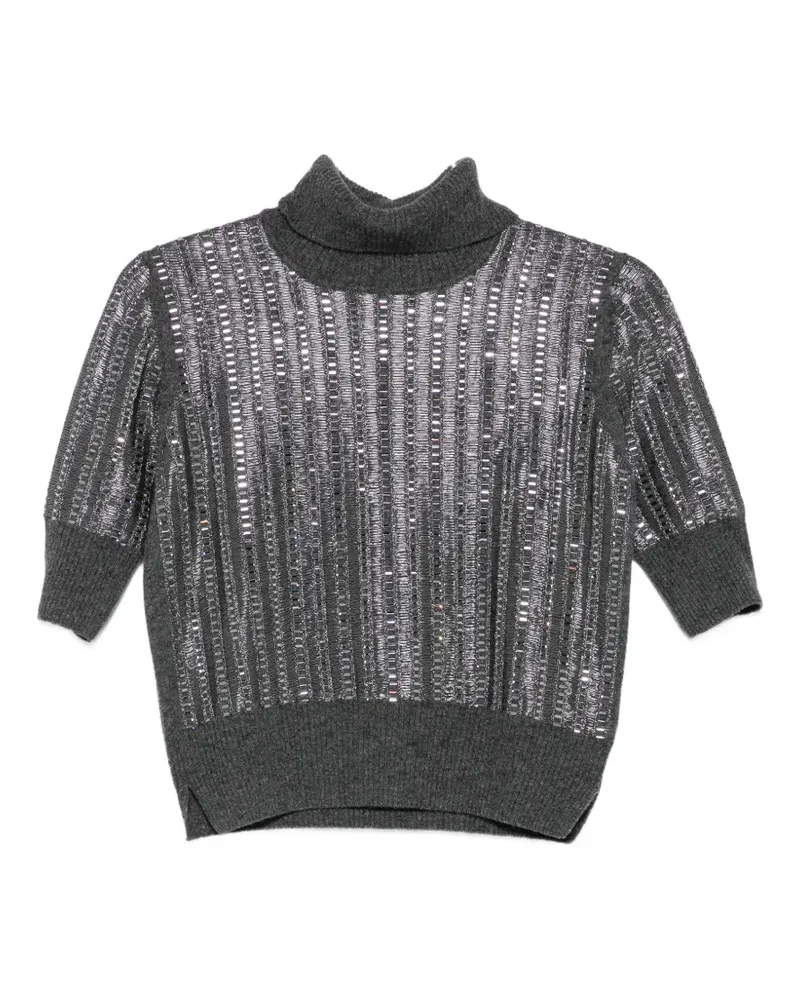 Ermanno Scervino sequin-embellished short-sleeve sweater - Grau Grau
