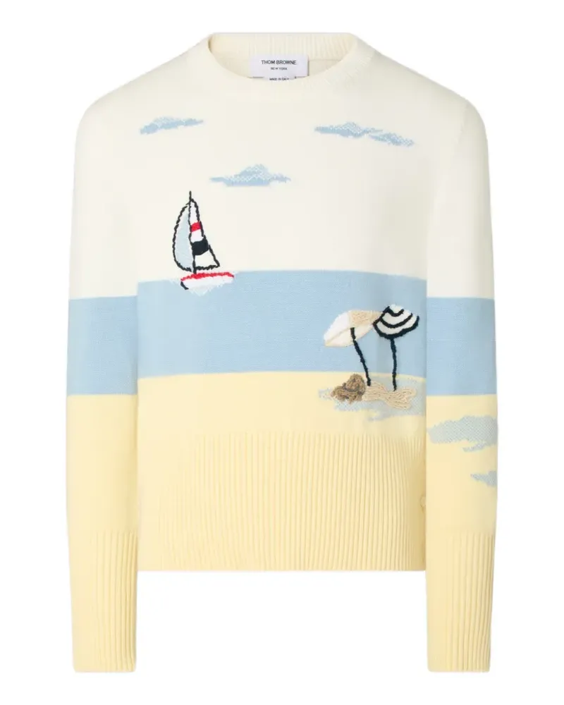 Thom Browne Nantucket scenic-intarsia sweater - Weiß Weiß