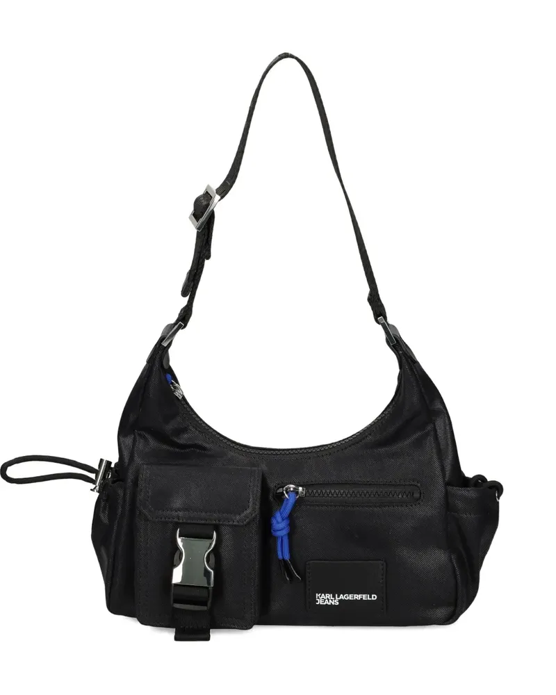 Karl Lagerfeld Kleine Utility Coated Jeans-Schultertasche - Schwarz Schwarz