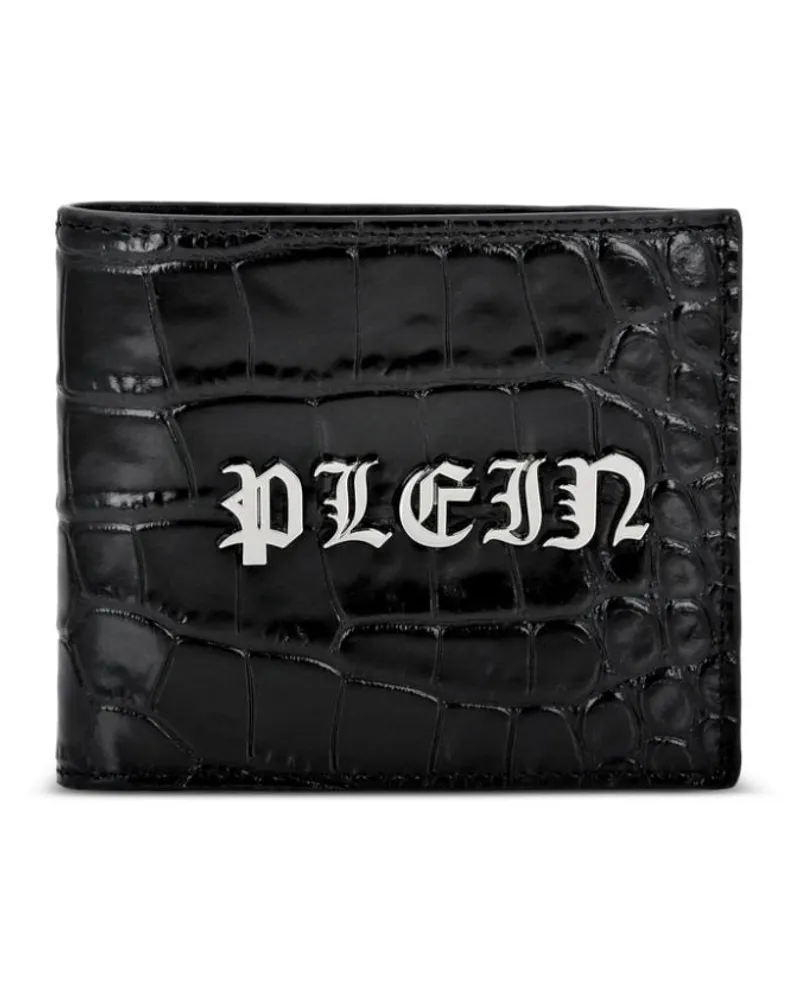 Philipp Plein Gothic Plein Portemonnaie mit Kroko-Prägung - Schwarz Schwarz