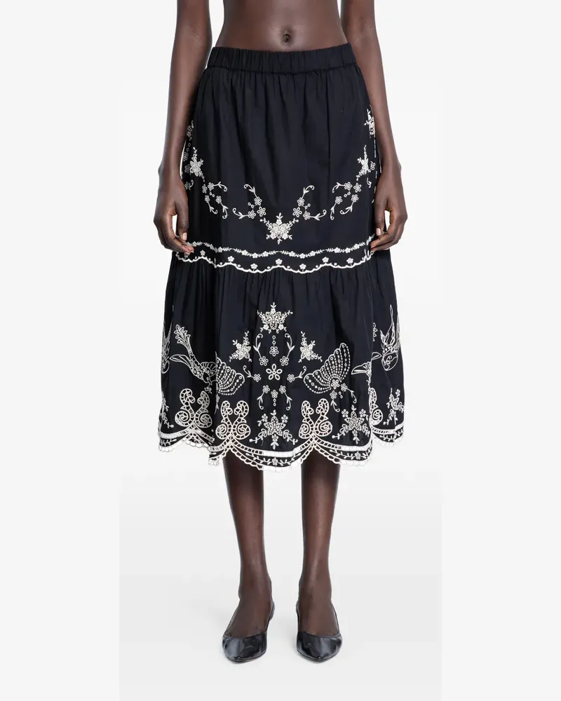 Sea embroidered kingsley skirt - Schwarz Schwarz