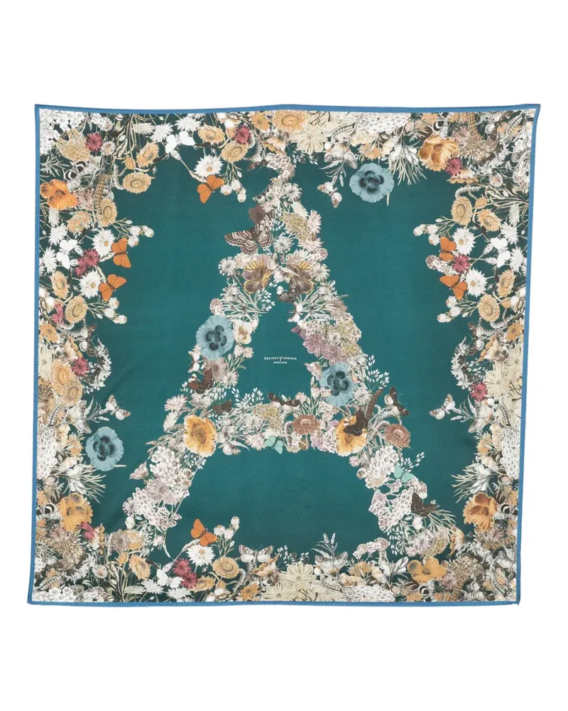 Aspinal of London A Seidenschal mit Blumenmuster - Grün Grün