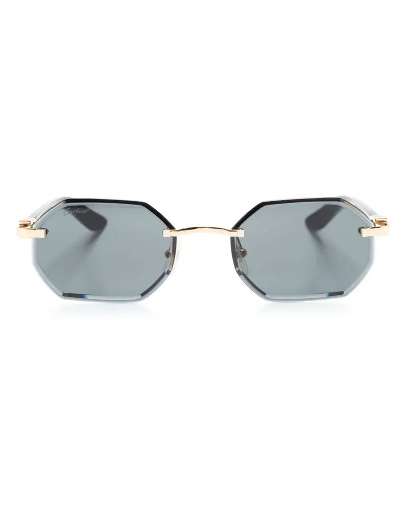 Cartier Geometrische Sonnenbrille ohne Rahmen - Grau Grau