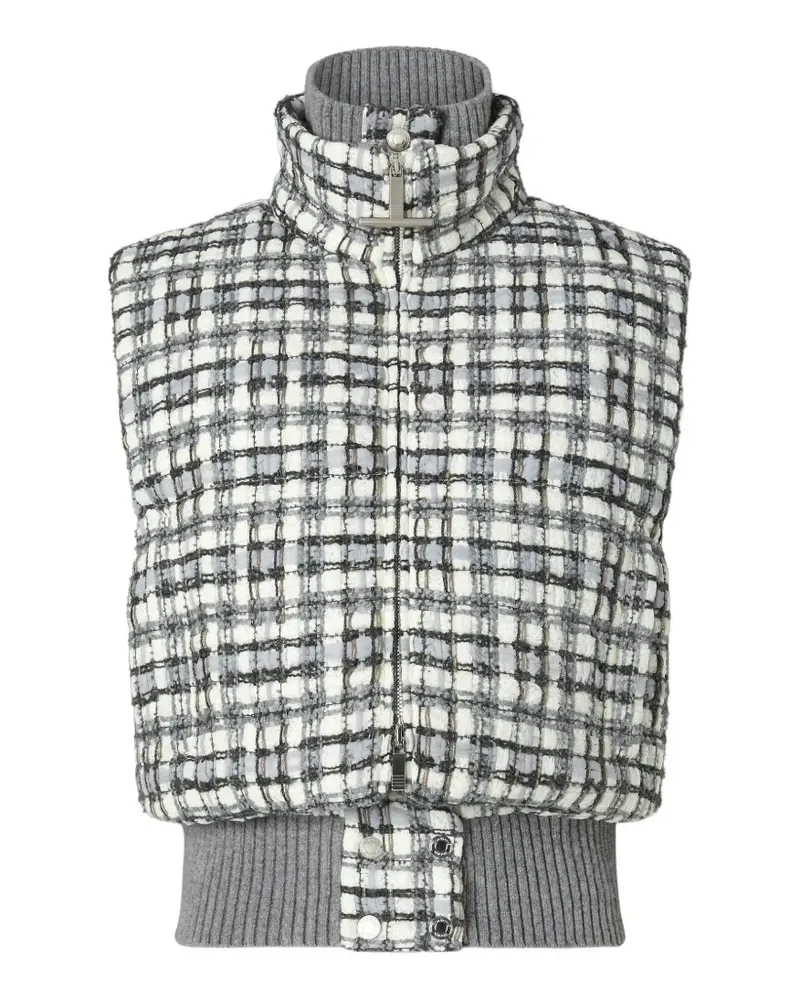 Thom Browne sheer organza ribbon tweed cropped down filled vest - Weiß Weiß