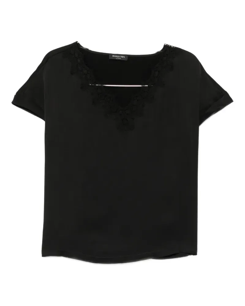 Margittes V-neck blouse - Schwarz Schwarz
