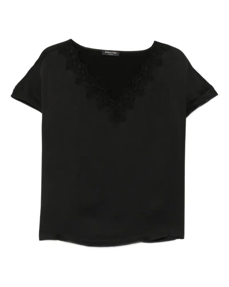 Margittes V-neck blouse - Schwarz Schwarz
