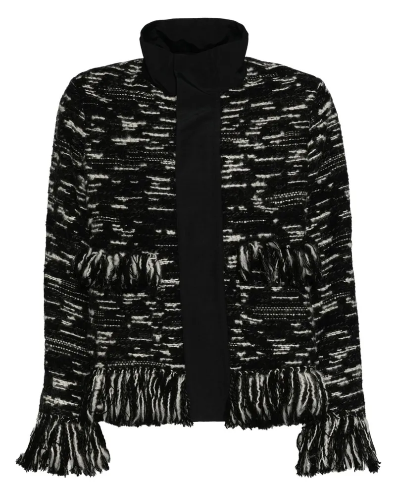 Sacai Strickjacke mit Fransensaum - Schwarz Schwarz
