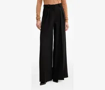 Wide-Leg-Hose mit Bundfalten - Schwarz