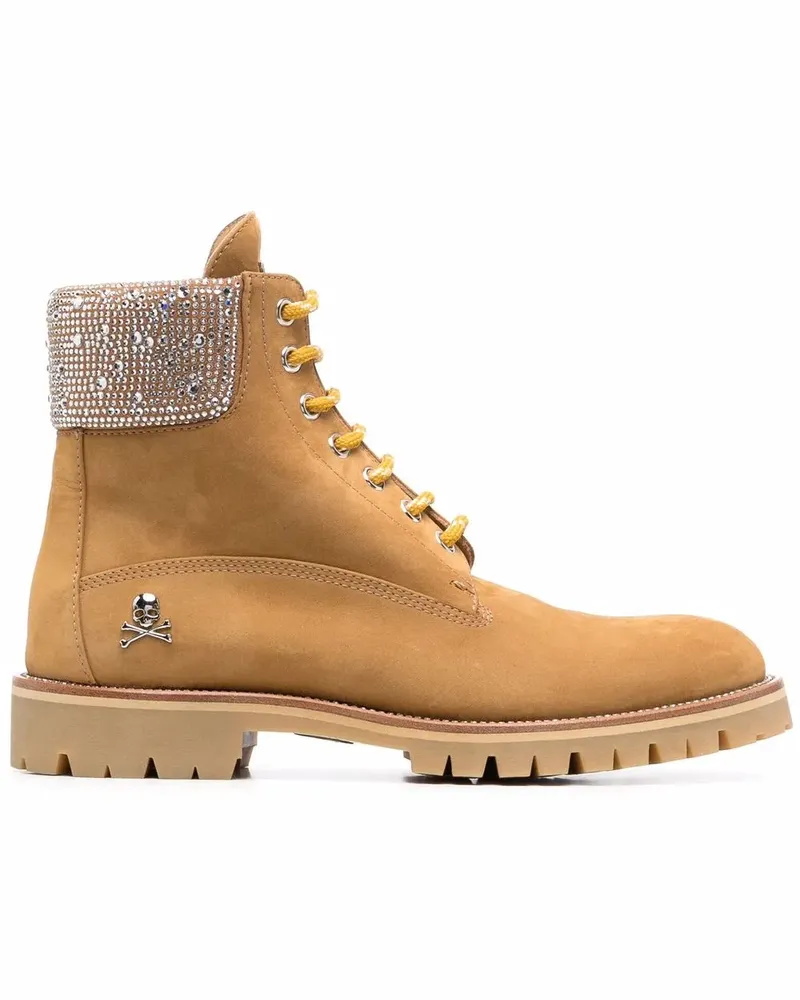 Philipp Plein Schnürstiefel aus Nubukleder - Nude Nude