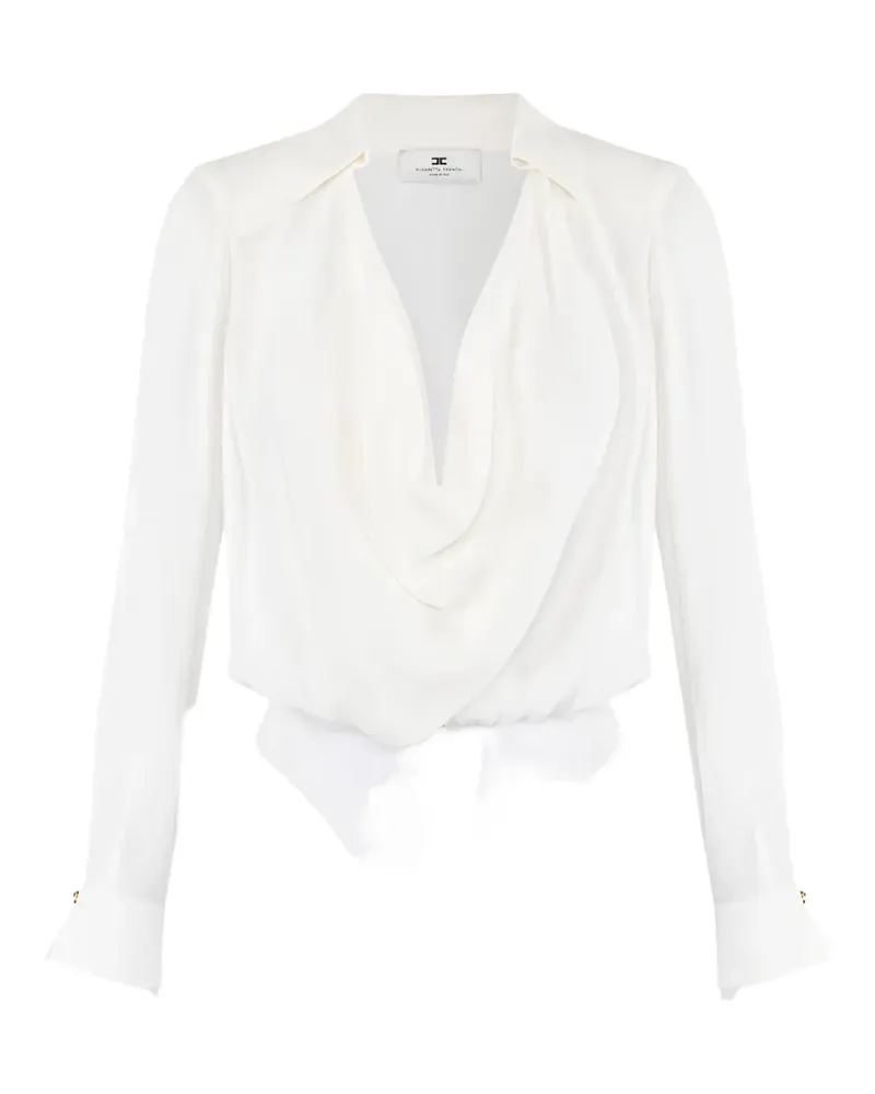 Elisabetta Franchi draped-collar long-sleeves bodysuit - Weiß Weiß
