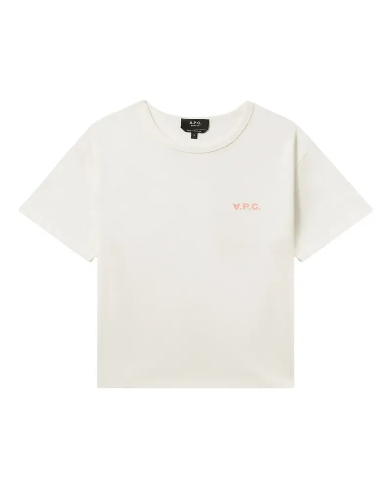 A.P.C. T-Shirt mit beflocktem Logo - Weiß Weiß