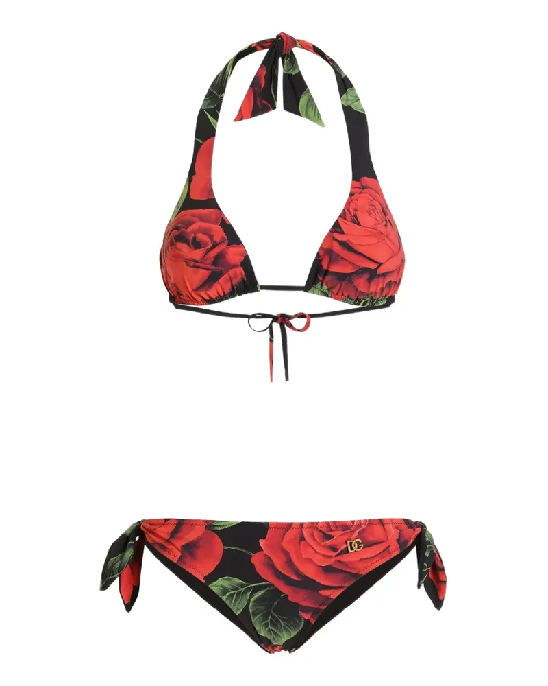 Dolce & Gabbana Geblümter Triangel-Bikini - Schwarz Schwarz