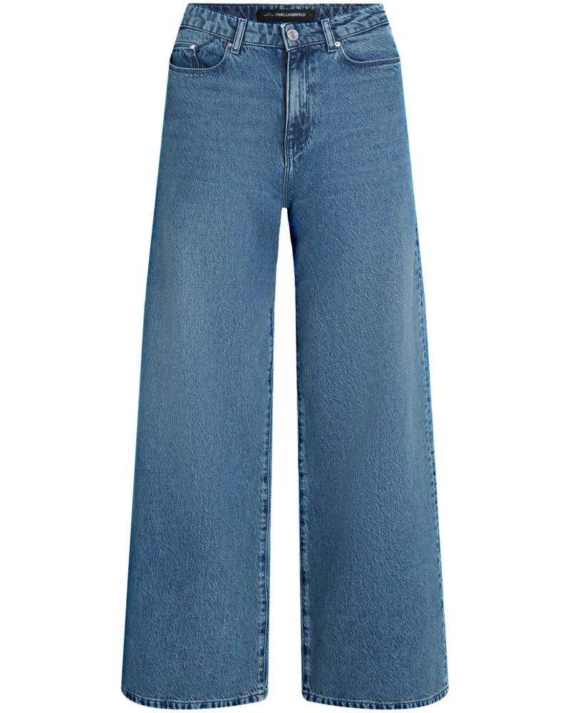 Karl Lagerfeld Halbhohe Wide-Leg-Jeans - Blau Blau