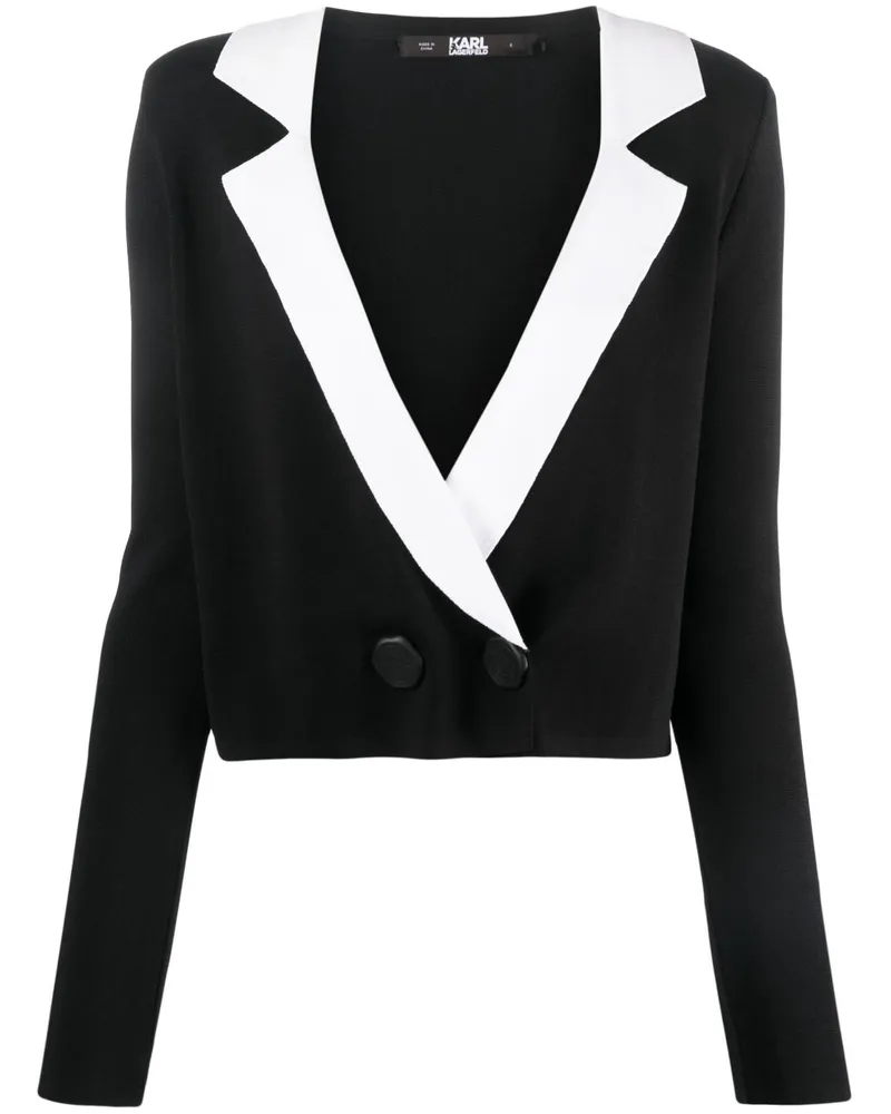 Karl Lagerfeld Cropped-Cardigan mit fallendem Revers - Schwarz Schwarz
