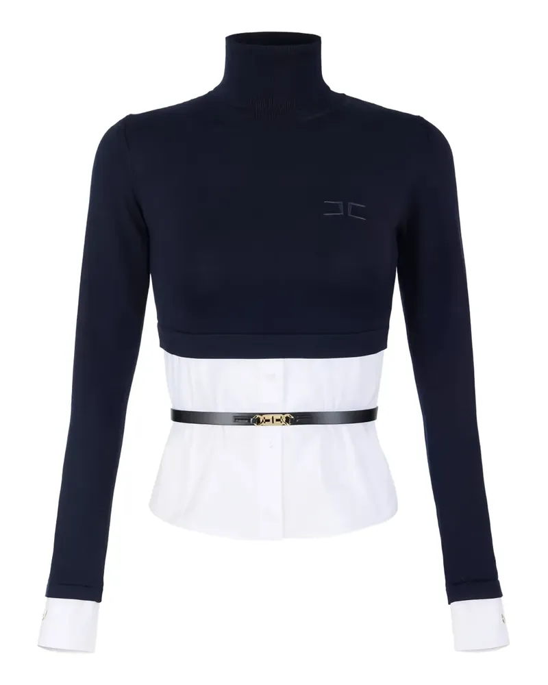 Elisabetta Franchi Rollkragenoberteil mit Logo-Stickerei - Blau Blau