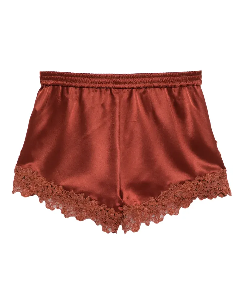 Cynthia Rowley Bestickte Shorts aus Satin - Braun Braun