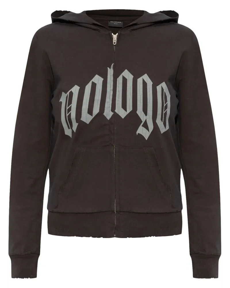 Balenciaga Hoodie mit Logo-Print Braun