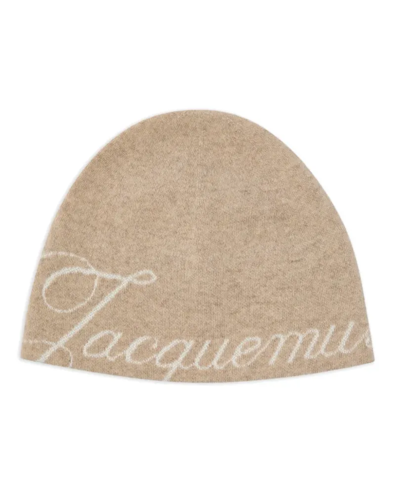 Jacquemus logo-intarsia beanie hat - Nude Nude