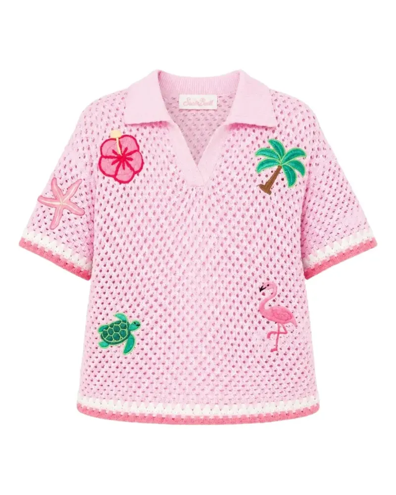 MC2 Saint Barth Pixie crochet-knit patch-detail T-shirt - Rosa Rosa