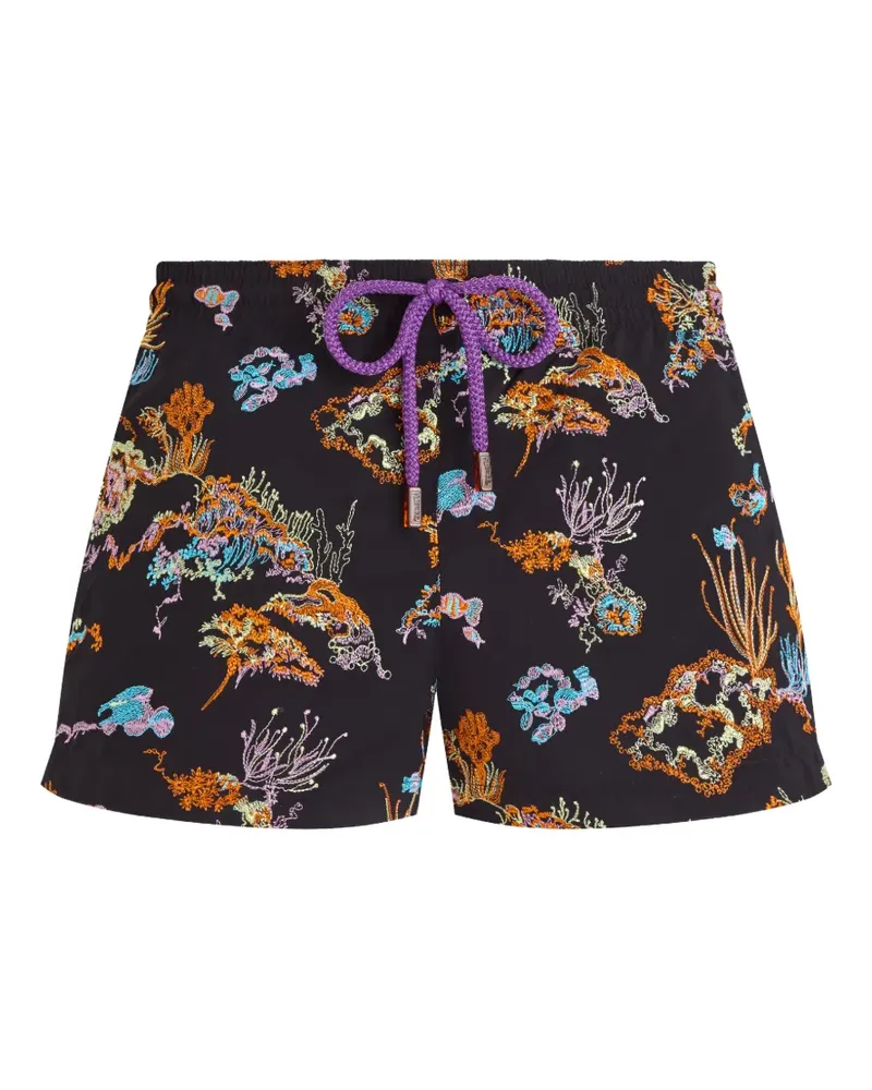 Vilebrequin Bestickte Fiona Badeshorts - Schwarz Schwarz
