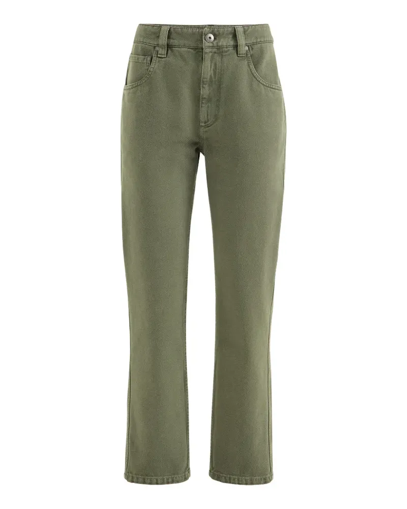 Brunello Cucinelli dyed denim five-pocket straight trousers with shiny bartack - Grün Grün