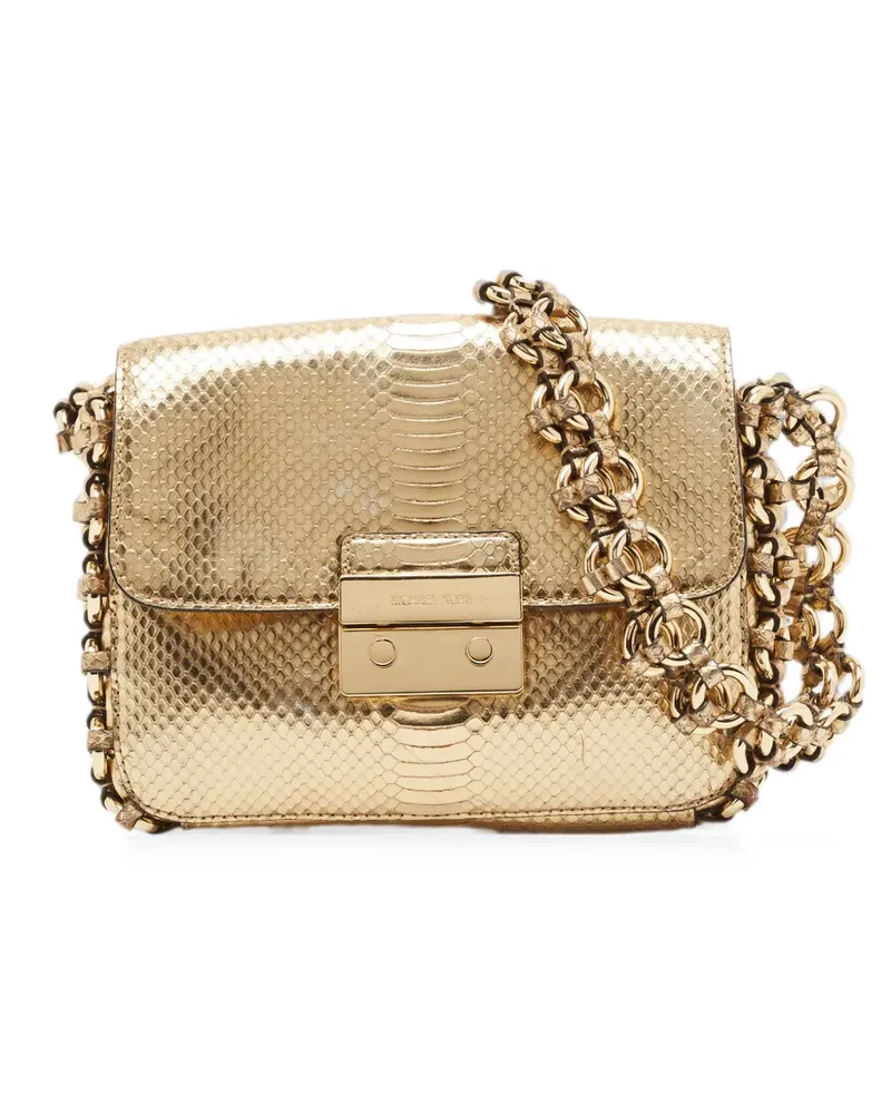 Michael Kors Piper snake-effect shoulder bag - Gold Gold