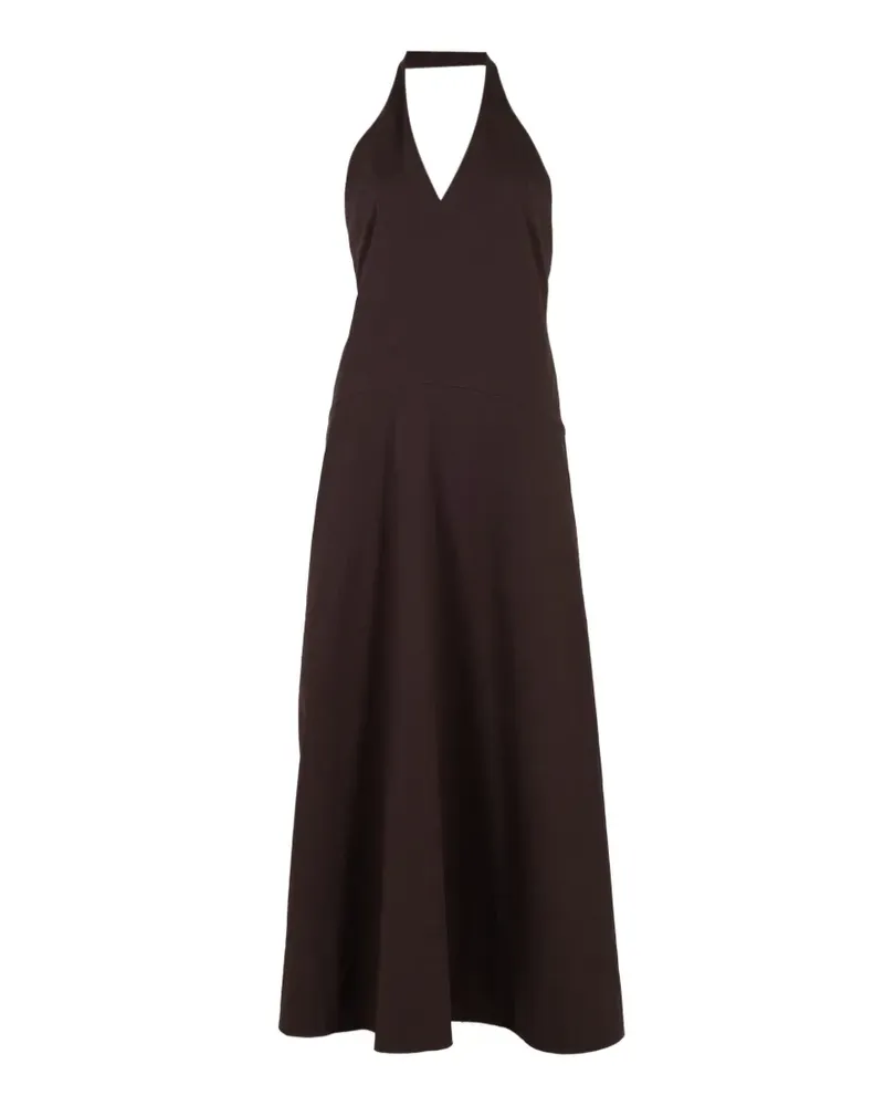 St. Agni Neckholder Plunge Maxikleid - Braun Braun