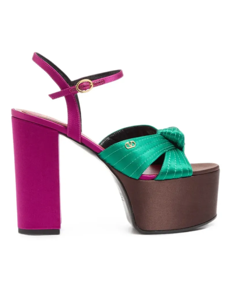 Valentino Garavani Crasher Sandalen mit Plateau aus Satin - Grün Grün