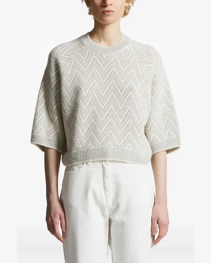 Peserico Pullover mit Zickzackmuster - Weiß Weiß