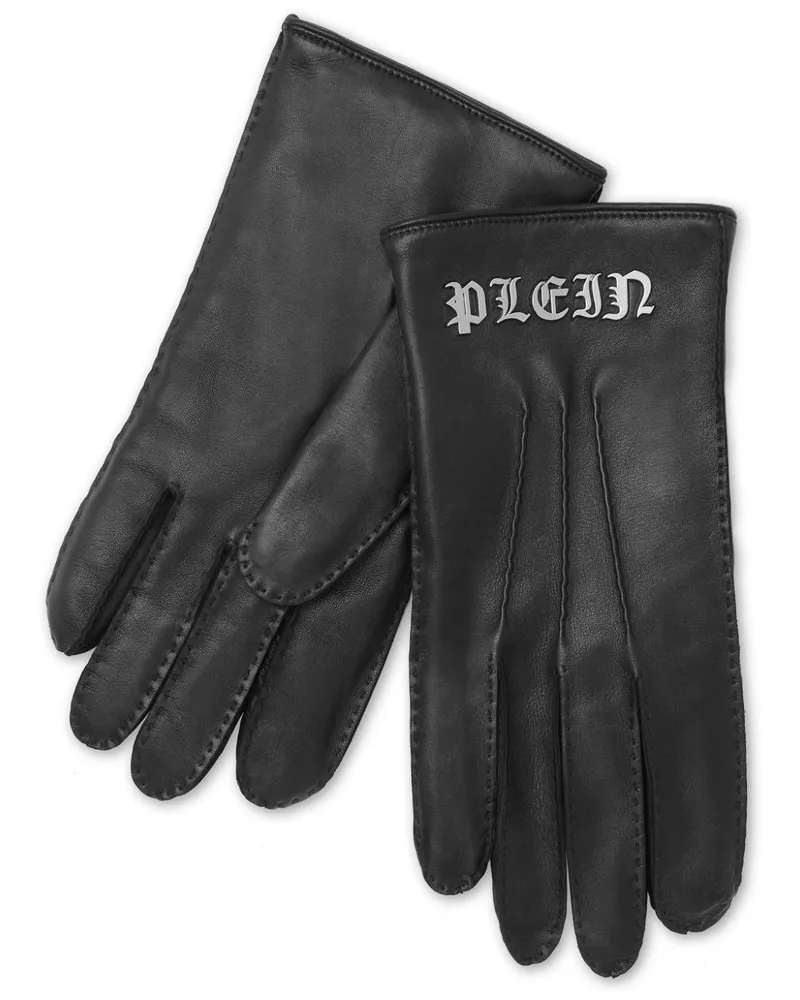 Philipp Plein Handschuhe mit Logo-Applikation Schwarz