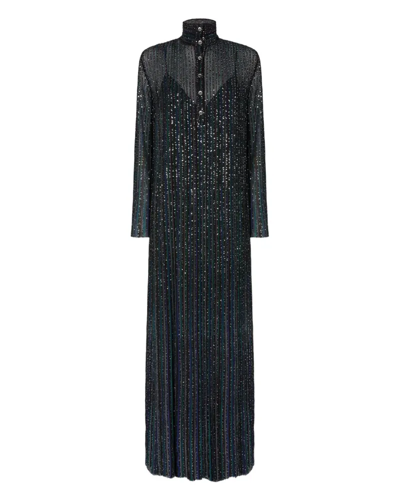 Missoni Maxikleid mit Stehkragen und Pailletten - Blau Blau